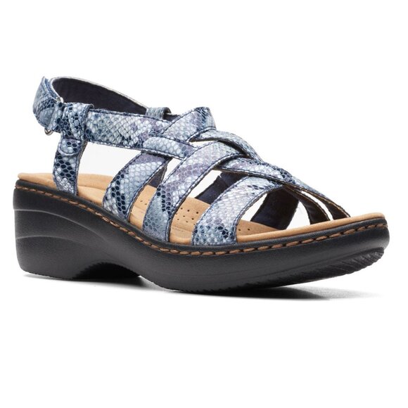 2/$100 NEW Clarks Collection Merliah Rose Navy Strappy Sandals SZ 10 - Picture 1 of 10